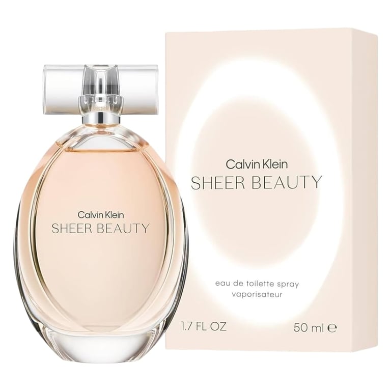 Calvin Klein Sheer Beauty eau de toilette spray bottle with packaging box, 1.7 fl oz