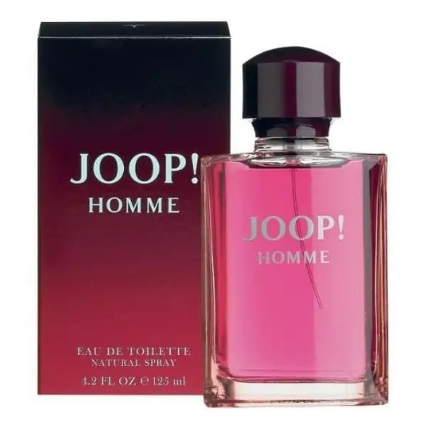 Joop! Homme cologne bottle with its dark burgundy and black box packaging, 4.2 fl oz size